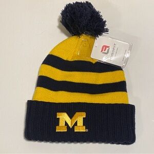 University of Michigan  NCAA Heavy 100% Acrylic Knit Pom Hat Go Blue Yellow O/S